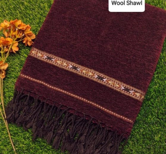 Men Wool Winter Shawal – Maroon Traditional Shawl
