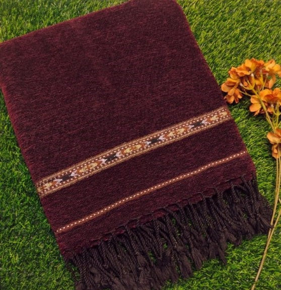 Men Wool Winter Shawal – Maroon Traditional Shawl
