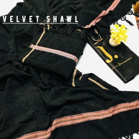 Men Wool Winter Shawl – Classic Black Traditional Shawl