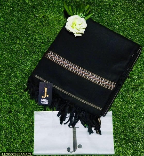 Men Premium Wool Shawl – Jet Black Classic Winter Shawl