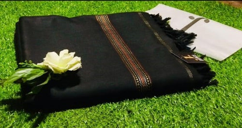 Men Premium Wool Shawl – Classic Black Winter Shawl