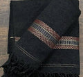 Men Premium Wool Shawl – Black with Maroon Traditional Border
