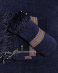 Men Premium Wool Shawl – Navy Blue with Traditional Woven Border