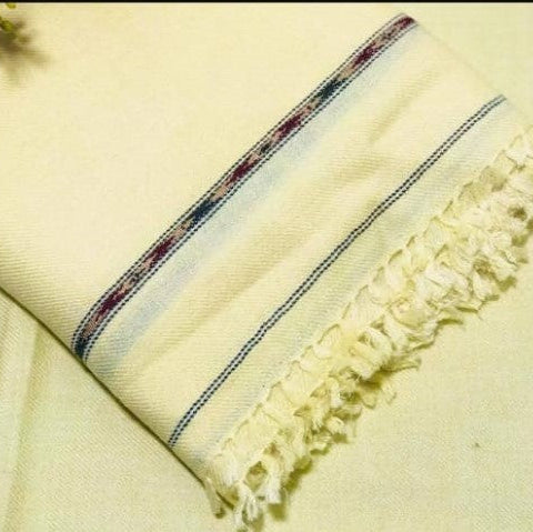 Men’s Premium Winter Wool Shawl – Cream with Classic Woven Border