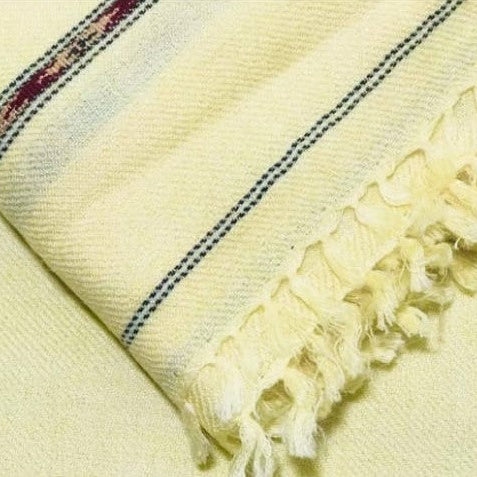 Men’s Premium Winter Wool Shawl – Cream with Classic Woven Border