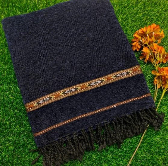 Men Winter Shawal – Navy Blue Traditional Shawl