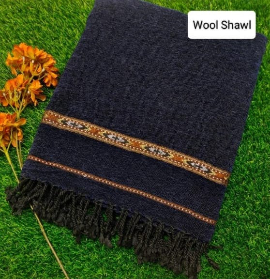 Men Winter Shawal – Navy Blue Traditional Shawl