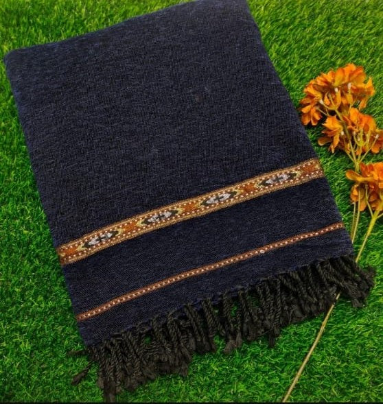 Men Winter Shawal – Navy Blue Traditional Shawl